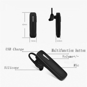 Słuchawka bezprzewodowa Bluetooth 4.1 z kablem USB czarna [22230000702]